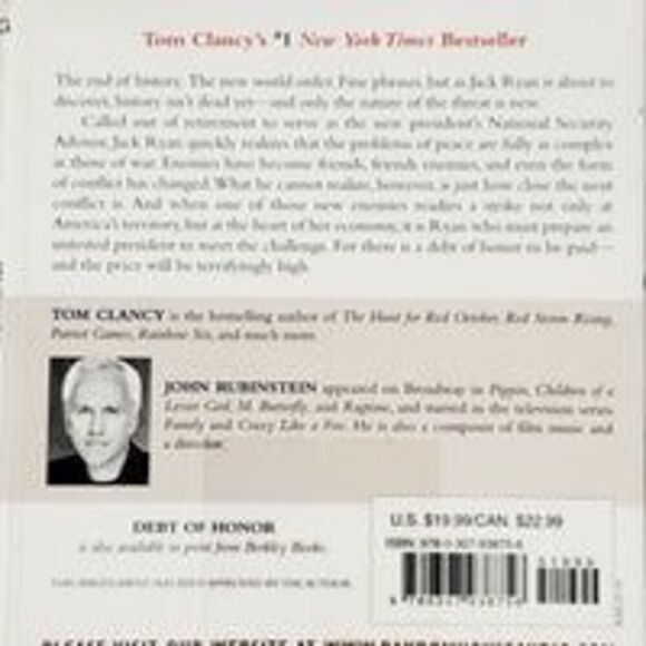 Debt of Honor - Tom Clancy [Audio Book, CD] - Picture 4 of 4